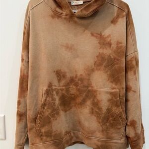 Free People Movement Brown Tie-Dye Hoodie